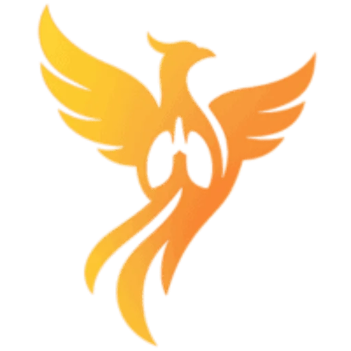 Phoenix-shaped logo with stylized lungs representing lung cancer awareness